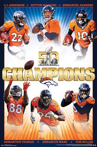 Denver Broncos Super Bowl 50 Champions 6-Player Commemorative Poster - Trends Denver Broncos ...