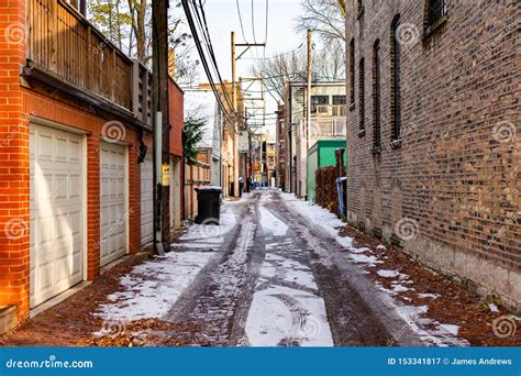 Alley Scene in Chicago with Snow on the Ground Stock Image - Image of ...