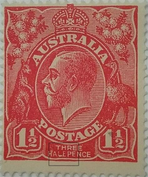 King George the v red rare Australian stamp - crerssal.al.gov.br