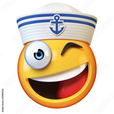 Sailor hat emoji isolated on white background, marine emoticon wearing ...