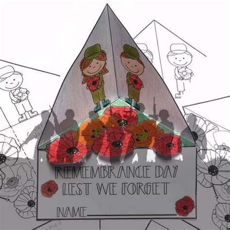 Remembrance Day Veterans Day and Poppy Day Triorama Craft by Butterflo Kids