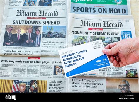 Florida Miami Beach Miami Herald front page newspaper headlines Covid-19 coronavirus pandemic ...