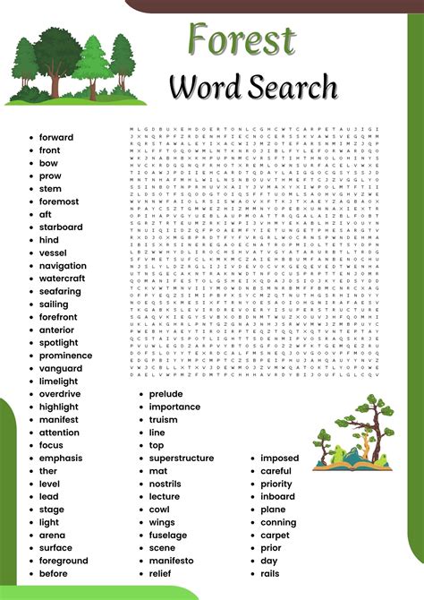 Forest word search Puzzle worksheet activities for kids | Made By Teachers