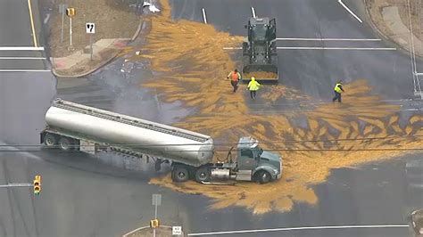 Tanker truck crash, fuel spill shuts down Route 9 in Marlboro - ABC7 New York