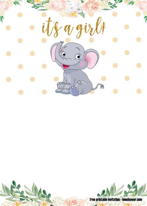 Nice FREE Printable Elephant Baby Shower Invitations Templates Christmas Party Invitation ...