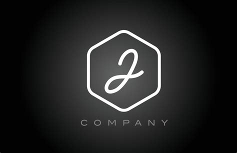 hexagon black and white J alphabet letter logo icon design. Creative template for company and ...