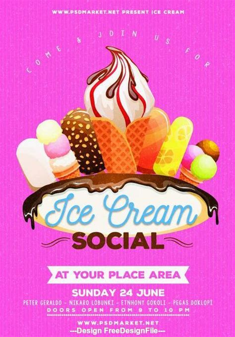 Ice cream poster and flyer psd template free download