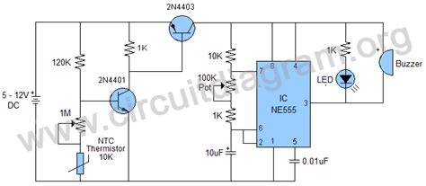 High / Over Temperature Sensor Alarm | Circuit Diagram