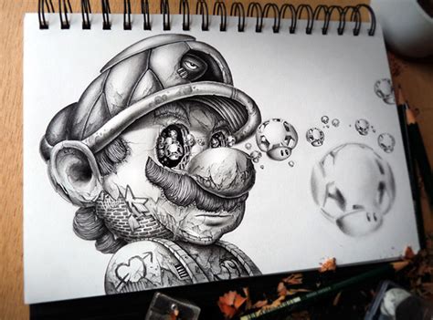 Distroy, Creepy Graphite Drawings of Popular Cartoon & Video Game Characters