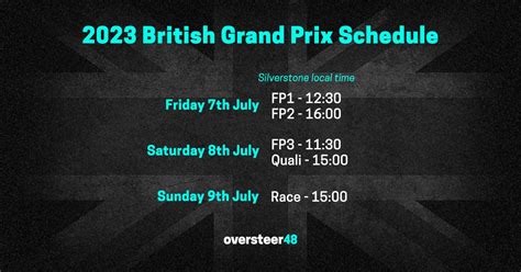 2023 F1 Silverstone Schedule - British Grand Prix Timetable