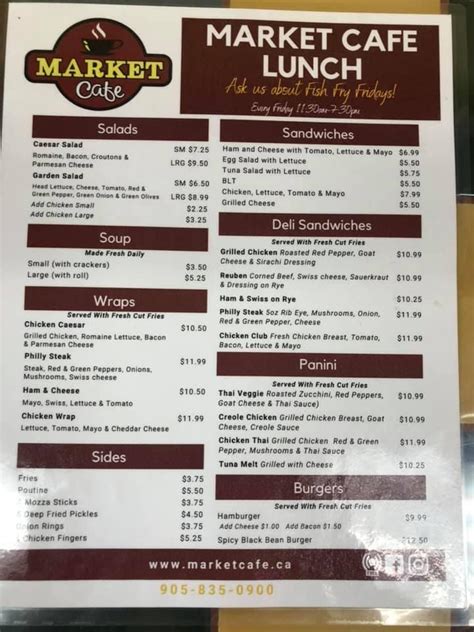 Menu at Market Cafe, Port Colborne, 230 Main St W Unit 1