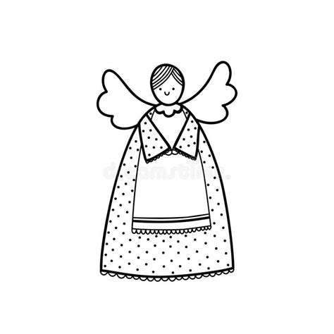 Christmas angel outline. stock vector. Illustration of church - 212276834