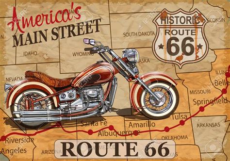 Vintage Route 66 motorcycle poster. , #affiliate, #Route, #Vintage, # ...