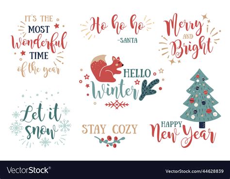 Set of christmas quotes sayings and phrase Vector Image