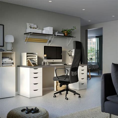 LAGKAPTEN / ALEX Desk, dark gray/white, 783/4x235/8" - IKEA | Alex desk, Ikea, Grey desk
