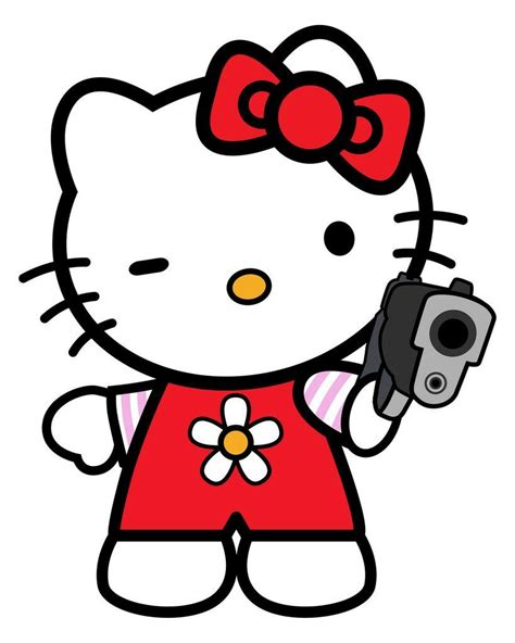 Bad Kitty! 😼 🔫 | Hello kitty drawing, Hello kitty art, Hello kitty printables