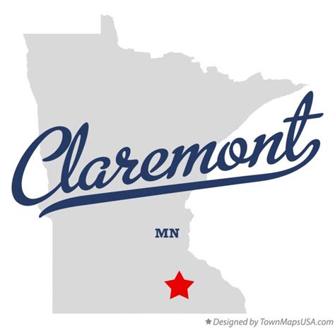 Map of Claremont, MN, Minnesota