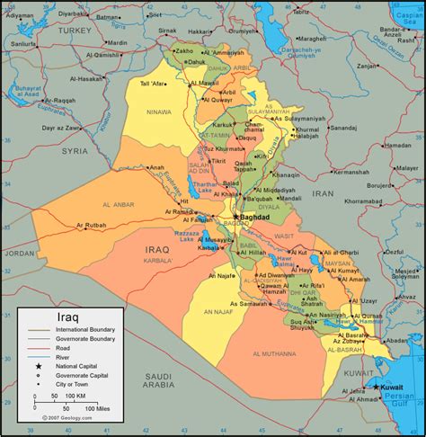 Iraq Map Political Regional | Maps of Asia Regional Political City