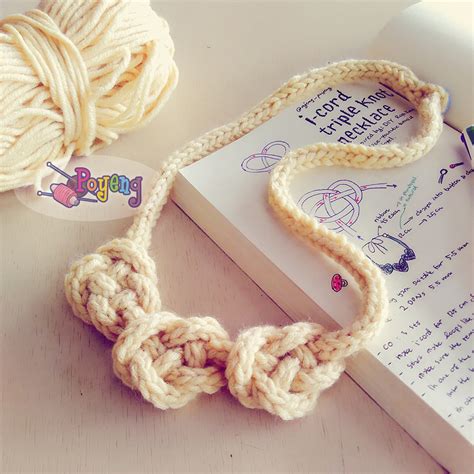 Ajeng Belajar Merajut: Knitting with Ajeng: I-Cord Triple Knot Necklace Pattern