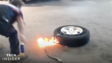 Science Behind Using Fire To Mount Car Tires - YouTube