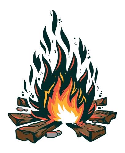 Camping bonfire stroke Royalty Free Vector Image