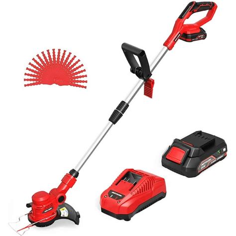 Meterk 20V Cordless String Trimmer Upgraded Grass Cutting Blade 10-Inch ...