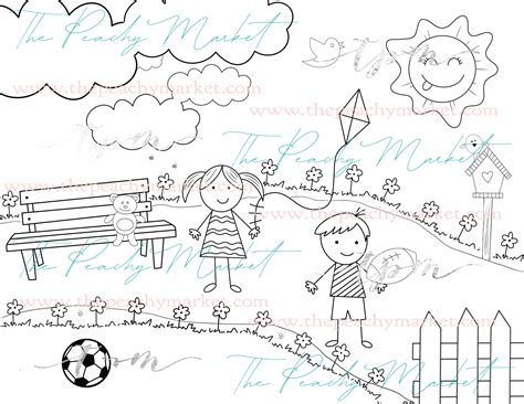 Kids Playing Outside Coloring Pages