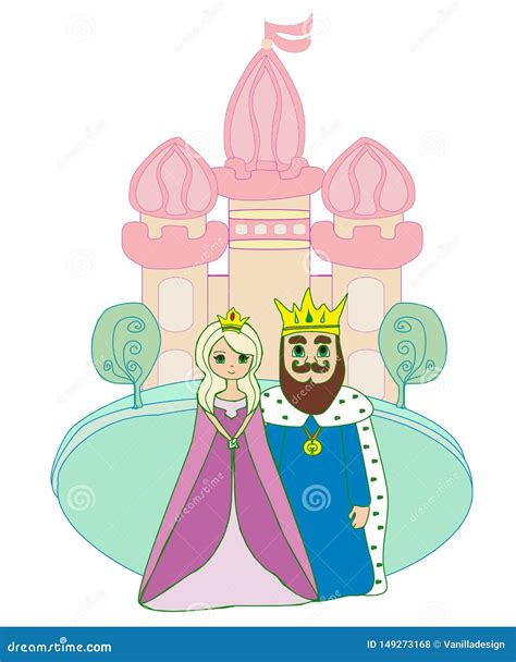 King and Queen in Front of Castle Stock Vector - Illustration of ...