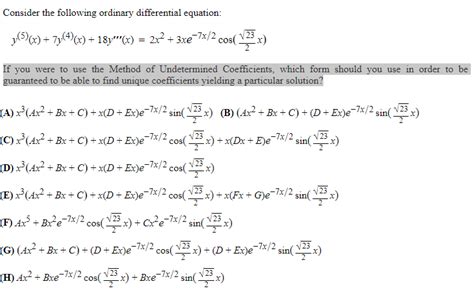 Solved Consider the following ordinary differential | Chegg.com