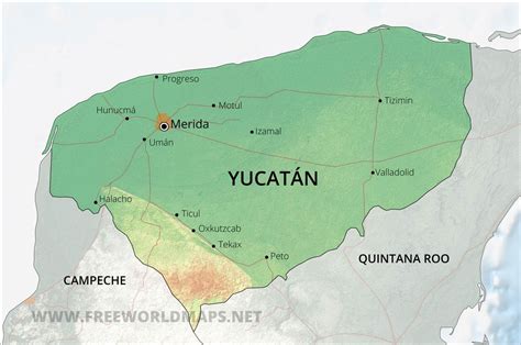 North America Physical Map Yucatan Peninsula