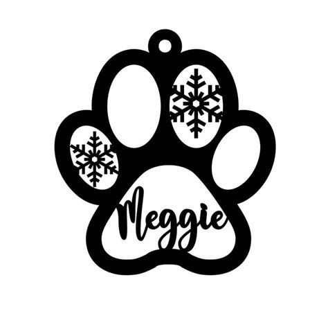 Personalized Dog Pawn SVG, Laser Cut Files, Dog Name Ornament SVG, Christmas Custom Dog Ornament ...