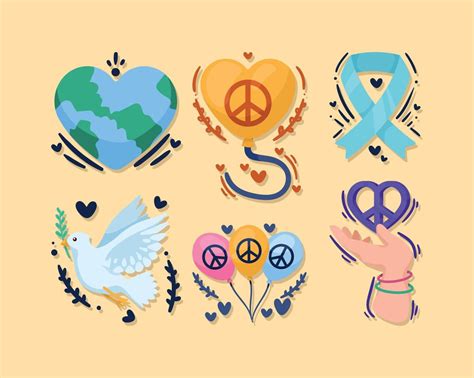 six world peace icons 10528256 Vector Art at Vecteezy