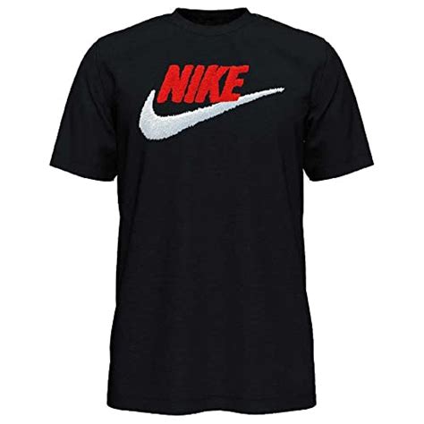 Nike Sportswear Men's T-Shirt, Crew Neck Shirts for Men with Swoosh, Black/University Red/White ...