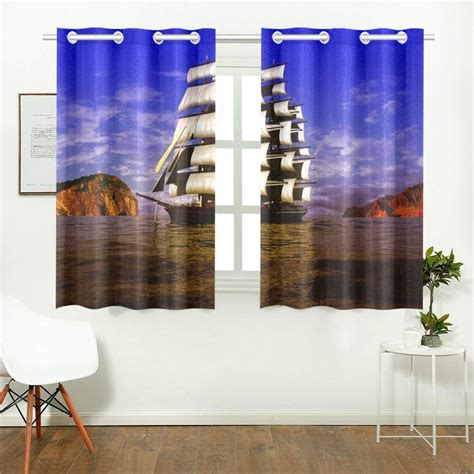 CADecor Sailboat Print Sail Boat Art Window Treatment Panel Curtains ...