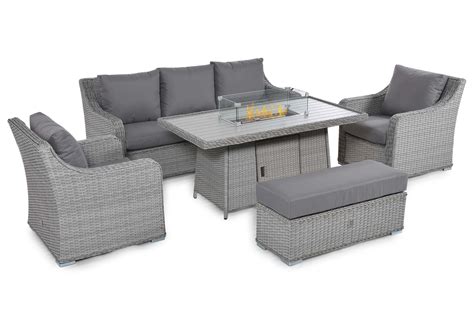 Ascot 3 Seat Sofa With Gas Fire Pit Dining Table – Melle