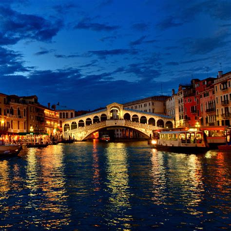 Venice canal gondola boat night lights iPad Pro Wallpapers Free Download