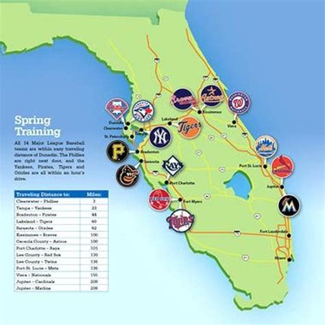 Postcard Of Florida Spring Training Baseball Stadium Map / Hippostcard - Florida Spring Training ...