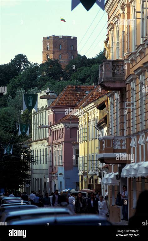 Old Town & Tower of castle, Vilnius, Lithuania Baltic States Stock ...