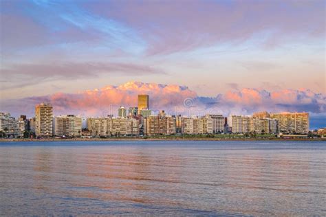 Montevideo Skyline and Beach Editorial Photography - Image of sunrise ...