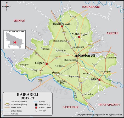 Raebareli District Map HD, District Map of Raebareli HD