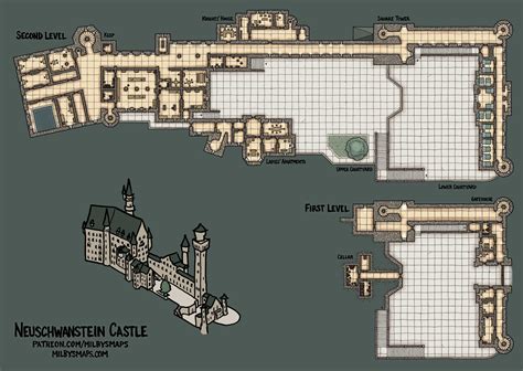 Neuschwanstein Castle – First and Second Levels – Milby's Maps