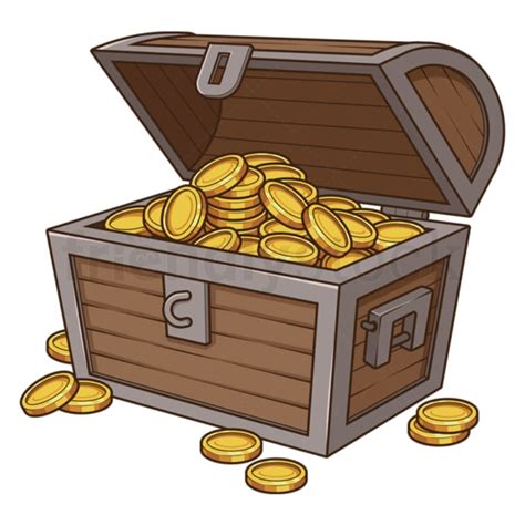 Cartoon Treasure Chest With Gold Coins Vector Clipart - FriendlyStock