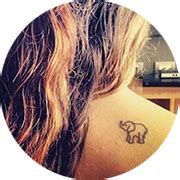 Small Elephant Tattoo Design: Right Upper Back of Shoulder | Small tattoos, Celebrity tattoos ...