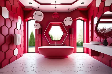 Modern Luxury 3D Rendering of a Stylishly Tiled Bathroom Ai Generated Stock Illustration ...