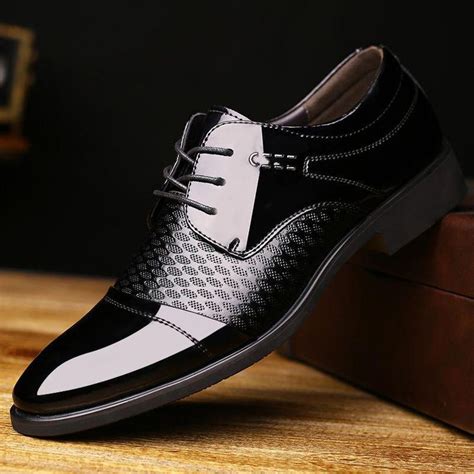 Vintage Echtes Leder Männer Business Schuhe Derby Schwarz Lackleder Spitzschuh Kleid Schuhe ...