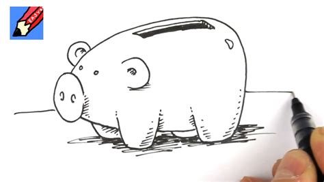 How to draw a Piggy Bank - YouTube