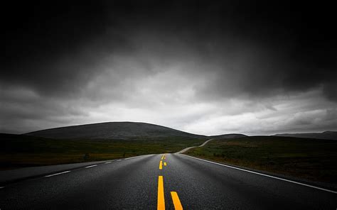 HD wallpaper: grey concrete road, nature, landscape, highway, dark ...