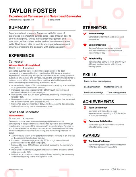 5 Canvasser Resume Examples & Guide for 2024