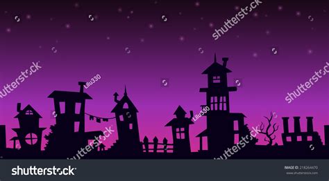 Night Cartoon Landscape Seamless Background Houses Stock Vector ...