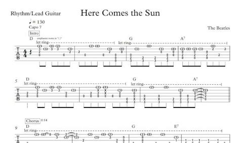 Here Comes the Sun - Rhythm Guitar - Music by the Measures